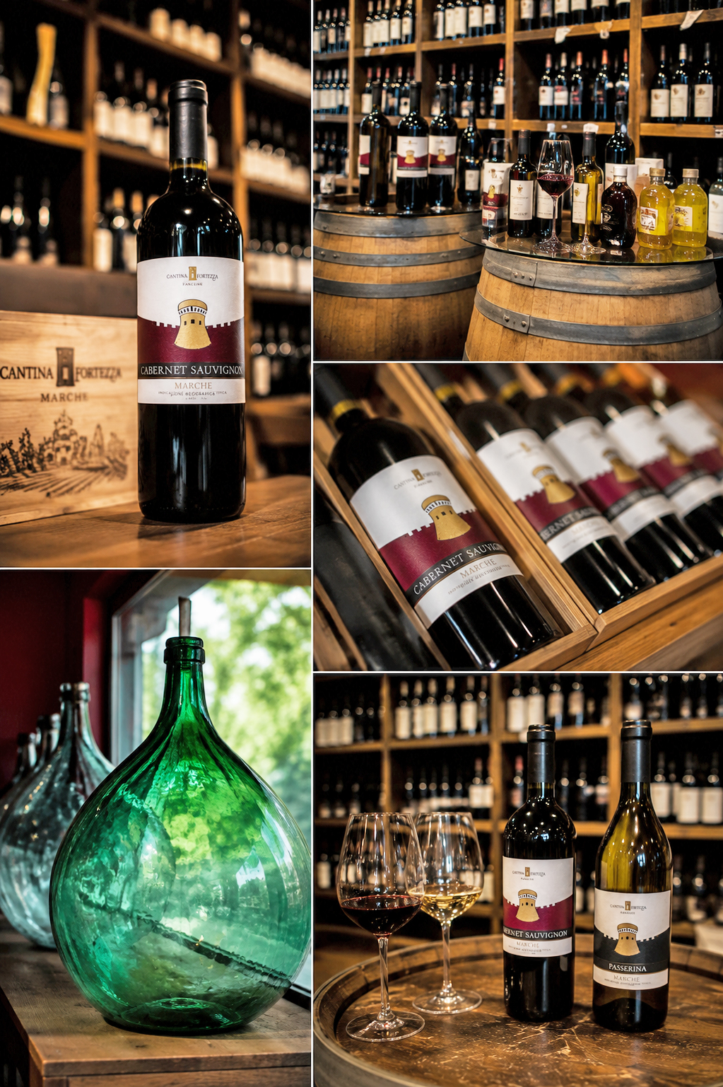 Collage della sede Vinicola Canclini dedicata all’assaggio dei vini a Colico